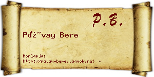 Pávay Bere névjegykártya